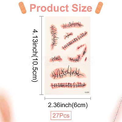 27Pcs Removable Scar Temporary Tattoos DIY-SP0005-66A-1