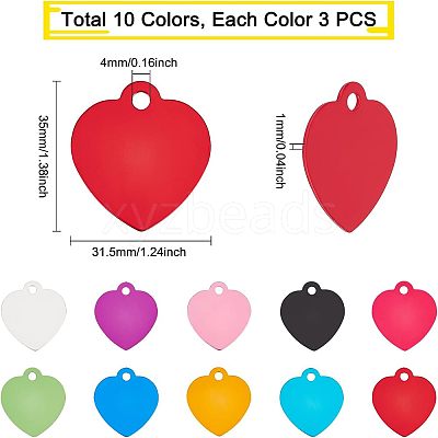 30Pcs 10 Colors Aluminum Blank Pendants ALUM-FH0001-07-1