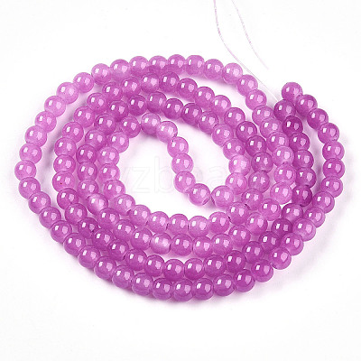 Baking Paint Imitation Jade Glass Round Bead Strands DGLA-Q021-6mm-23-1