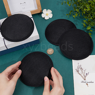 Imitation Hemp Round Fascinator Hat Base for Millinery AJEW-WH0472-45A-02-1