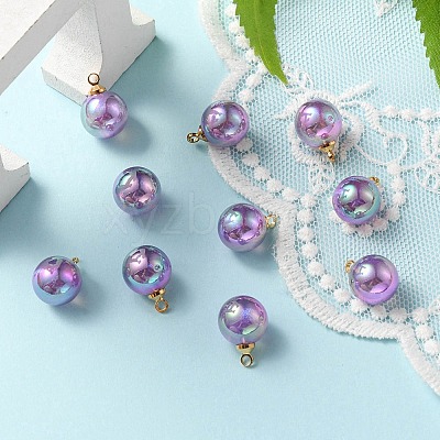 10Pcs UV Plating Acrylic Pendants FIND-YW0002-05A-1