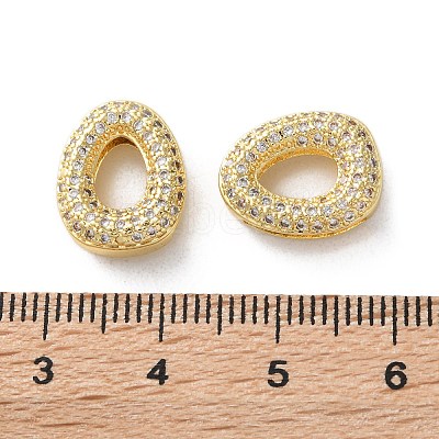Rack Plating Brass Micro Pave Cubic Zirconia Slide Charms KK-C084-34G-O-1