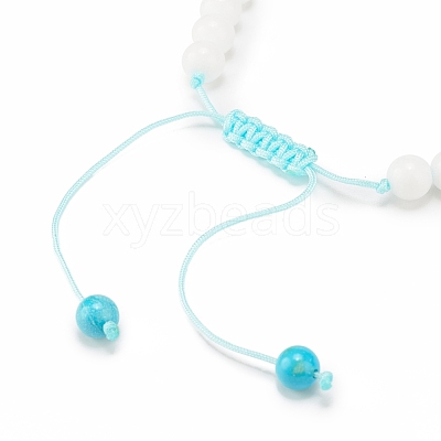 Natural Malaysia Jade & Howlite Braided Bead Bracelets Set with Alloy Tortoise BJEW-JB08065-01-1