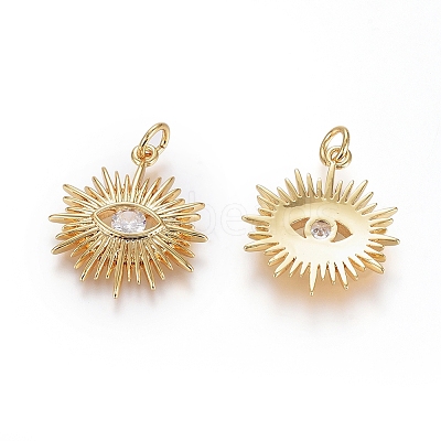 Brass Micro Pave Cubic Zirconia Pendants X-ZIRC-G166-12G-1