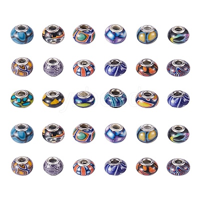 34Pcs 17 Colors Handmade Polymer Clay European Beads CLAY-SZ0001-52-1