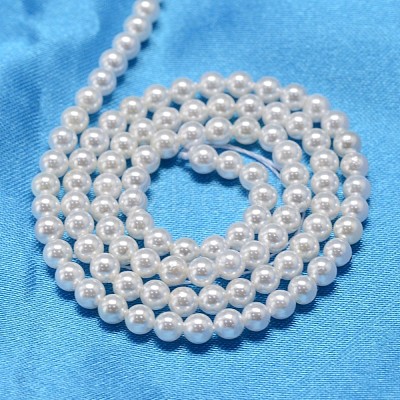 Round Shell Pearl Bead Strands X-BSHE-L011-3mm-A013-1