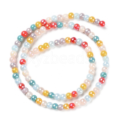 Opaque Electroplate Glass Beads Strands X-GLAA-P056-4mm-A01-1