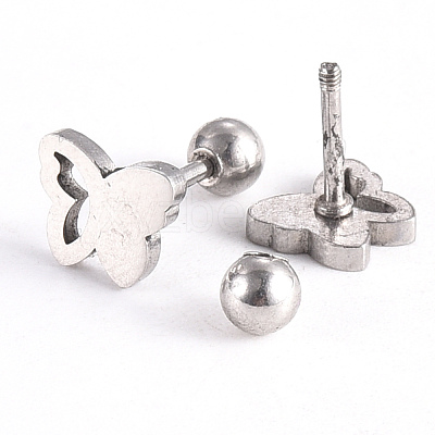Tarnish Resistant 201 Stainless Steel Barbell Cartilage Earrings EJEW-R147-11-1