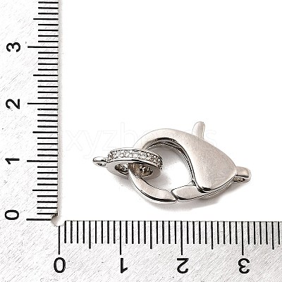Brass Clear Cubic Zirconia Lobster Claw Clasps X-KK-Z078-50P-1