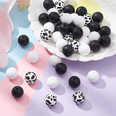 Round Food Grade Eco-Friendly Silicone Focal Beads SIL-YW0001-14A-1