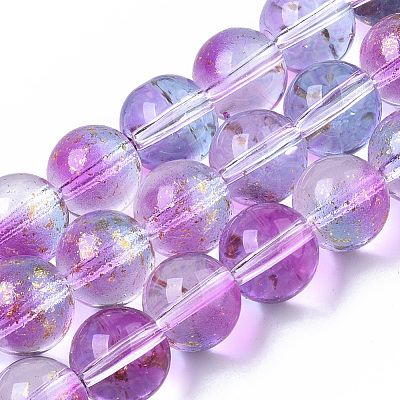 Transparent Spray Painted Glass Bead Strands GLAA-N035-03D-B05-1