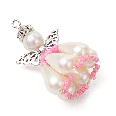 Pearlized Glass Pearl Beads  Pendants PALLOY-MZ00487-05-1