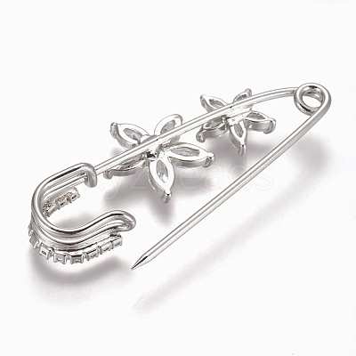 Brass Micro Pave Cubic Zirconia Safety Brooch JEWB-I010-05P-1