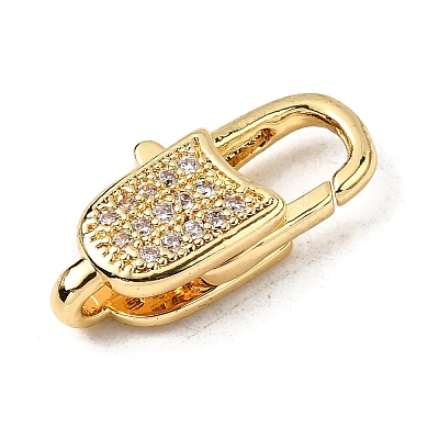 Brass Clear Cubic Zirconia Lobster Claw Clasps KK-Z078-45B-G-1