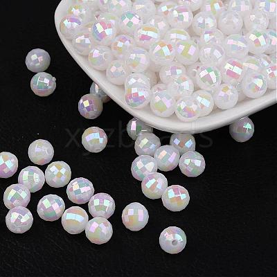 Faceted Colorful Eco-Friendly Poly Styrene Acrylic Round Beads SACR-K001-8mm-78-1