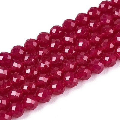 Lab Grown Red Corundum Beads Strands G-E411-40-4mm-1
