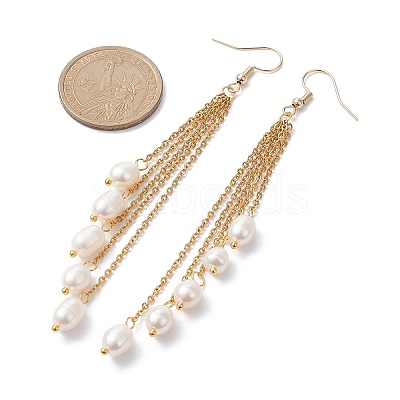 Natural Pearl Beads Dangle Earrings EJEW-JE05413-01-1