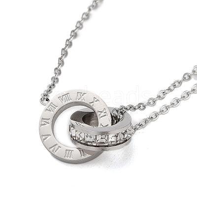Roman Numerals Stainless Steel Link Bracelets BJEW-L689-01P-1
