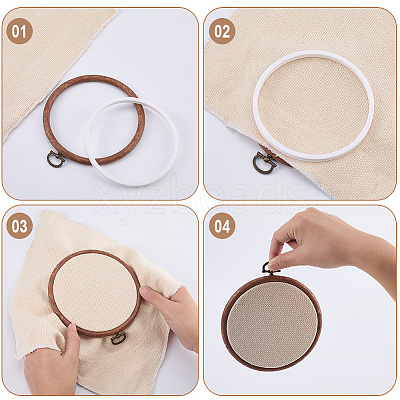 6Pcs 2 Styles Plastic Cross Stitch Embroidery Hoops DIY-CP0012-39-1