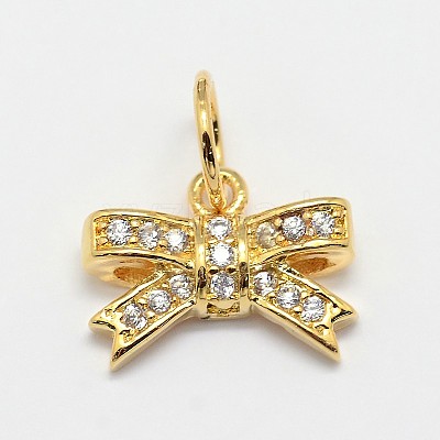 CZ Brass Micro Pave Cubic Zirconia Bowknot Bow Charms ZIRC-L018-14-1