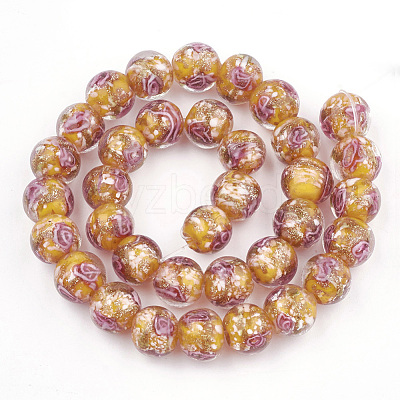 Handmade Gold Sand Lampwork Beads LAMP-T006-08H-1