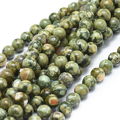 Natural Rhyolite Jasper Beads Strands G-F674-03A-8mm-1