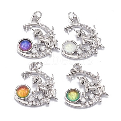 Brass Clear Cubic Zirconia Glass Pendants ZIRC-C024-07P-1