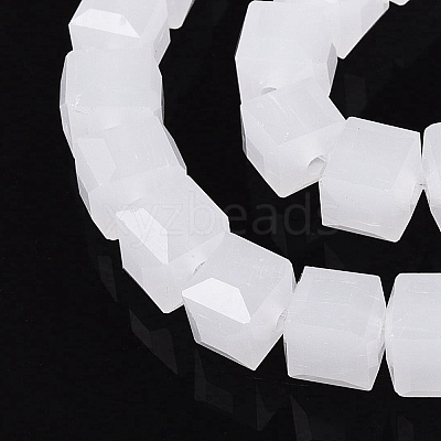 Imitation Jade Glass Beads Strands GLAA-R041-8x8mm-B01-1