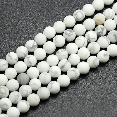 Frosted Howlite Round Bead Strands G-M064-8mm-12-1