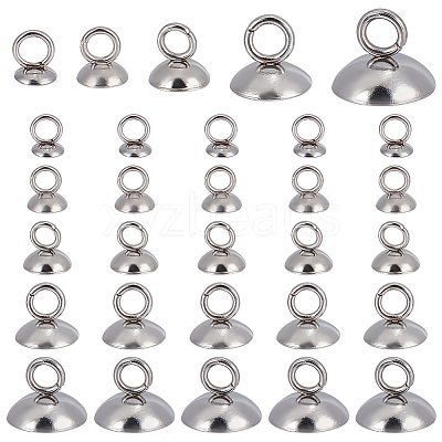 100Pcs 5 Styles 201 Stainless Steel Bead Cap Pendant Bails STAS-GO0001-11-1
