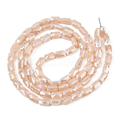 Electroplate Opaque Solid Color Glass Beads Strands EGLA-N002-25-B05-1