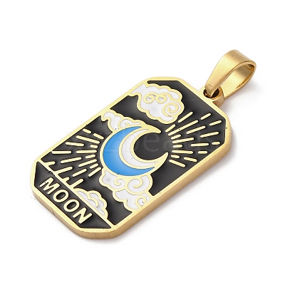 Ion Plating(IP) 304 Stainless Steel Enamel Pendants STAS-Q003-01G-017-1