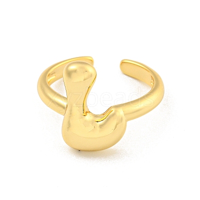 Brass Letter Open Cuff Rings for Women RJEW-G313-01L-G-1