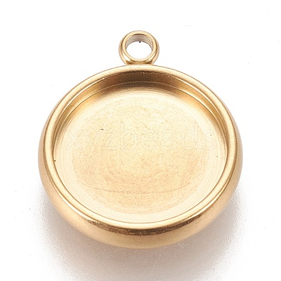 Ion Plating(IP) 304 Stainless Steel Pendant Cabochon Settings X-STAS-K202-03E-G-1