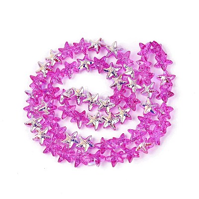 Electroplate Transparent Glass Beads Strands EGLA-Q136-01A-14-1