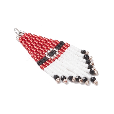 Glass Seed Beaded Christmas Hat Pendants PALLOY-MZ00869-1