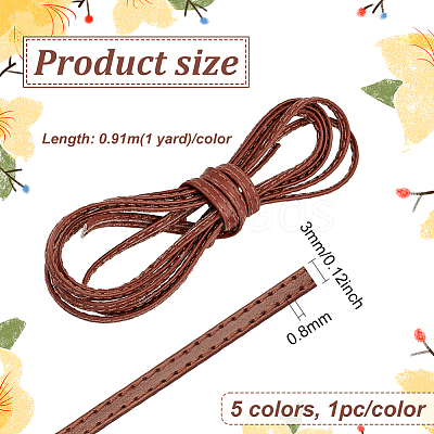 5Pcs 5 Colors  Flat Imitation Leather Cord LC-FG0001-02-1