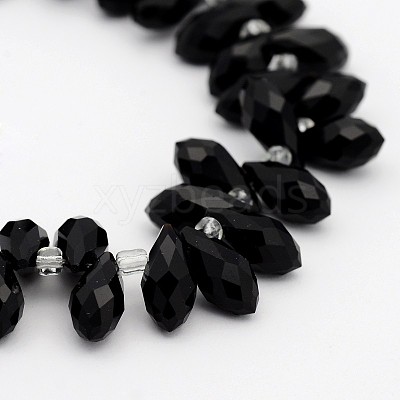 Electroplate Glass Faceted Teardrop Beads Strands X-EGLA-D014-14-1