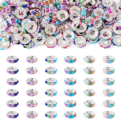 100Pcs Plastic Glass Rhinestone European Beads KY-TADJ0001-02-1