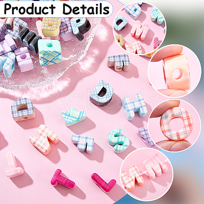50Pcs Printed Opaque Acrylic European Beads MACR-SP0002-21C-1