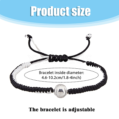 4 Sets 4 Colors Alloy Baseball Braided Bead Bracelets Set BJEW-AN0001-40-1