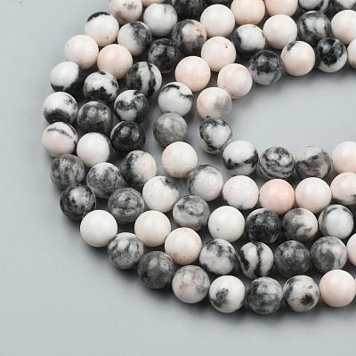 Natural Pink Zebra Jasper Beads Strands G-P231-01-10mm-1