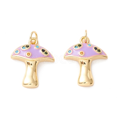 Autumn Theme Rack Plating Brass Micro Pave Colorful Cubic Zirconia Pendants KK-D073-06G-02-1