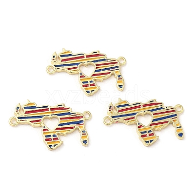Rack Plating Brass Enamel Connector Charms KK-K332-33G-02-1
