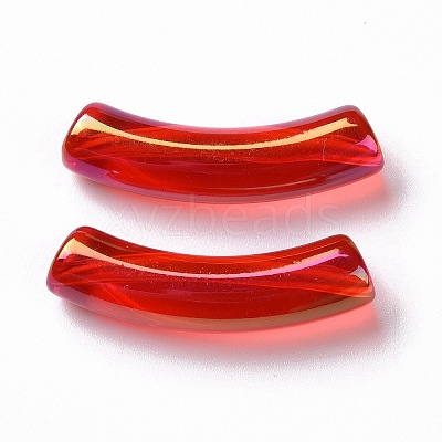 UV Plating Transparent Rainbow Iridescent Acrylic Beads X-OACR-A016-01J-1