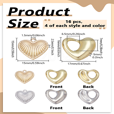 16Pcs 4 Styles Alloy Pendants FIND-LP0005-59-1