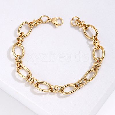 201 Stainless Steel Oval Link Chain Bracelet KM2112-1-1