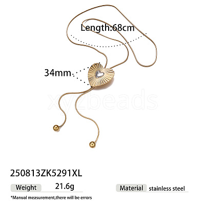Duo Tone Adjustable 304 Stainless Steel Heart Lariat Necklaces for Women WGF51C2-01-1