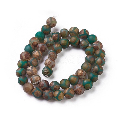 Tibetan Style Turtle Back Pattern dZi Beads Strands X-G-P229-A-04-8mm-1