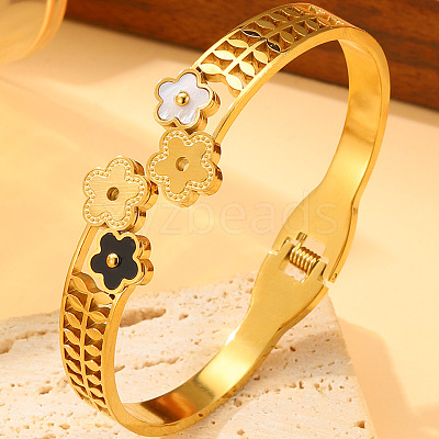304 Stainless Steel & Acrylic Hinged Bangles for Women WG97382-01-1
